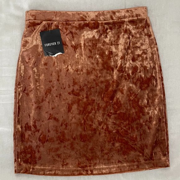 Forever 21 Burnt Orange Velvet Mini Skirt - Picture 3 of 3